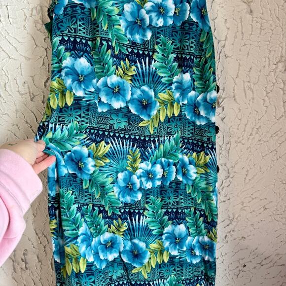 Vintage R&K Blue and Green Floral Maxi Dress - Picture 6 of 9
